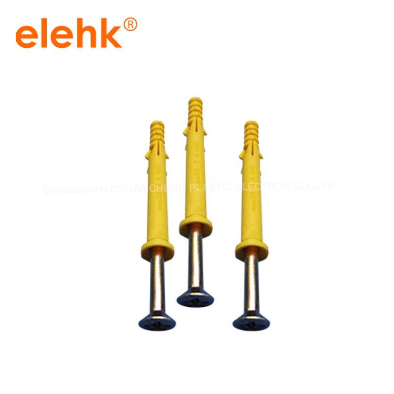 Dongguan manufacturer wholesale PE plastic wall plug expansion insulation anchors bolts plastic anchor screw