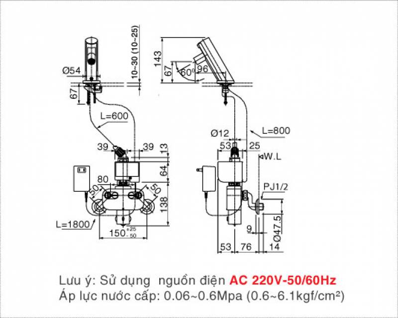 Voi chau cam ung Inax AMV-90K (220V)