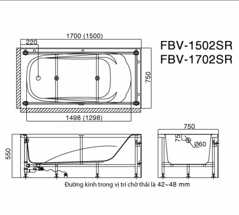 Ban ve ky thuat bon tam Inax FBV-1502SR