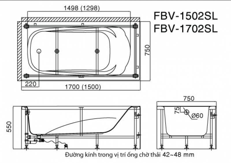 Ban ve ky thuat bon tam Inax FBV-1702SR,L