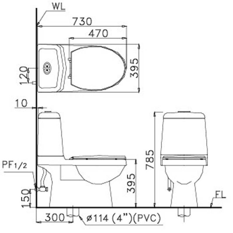 Bàn cầu 2 khối Caesar CD1330-30CM