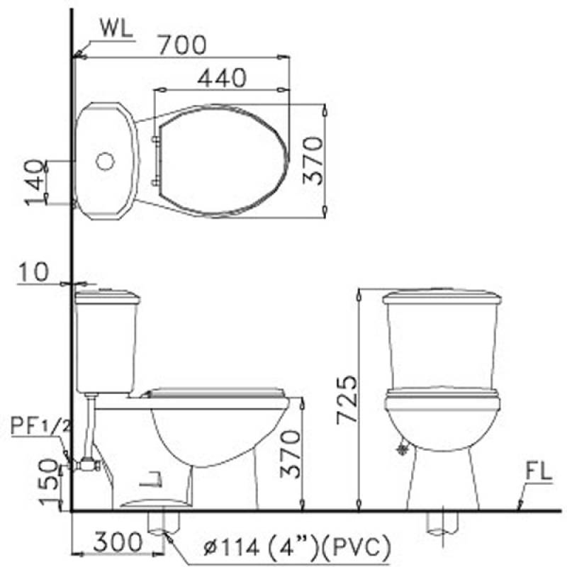 Bàn cầu 2 khối Caesar CT1338