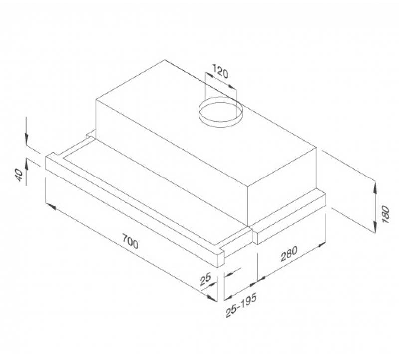 Bản vẽ kỹ thuật máy hút mùi áp tường K1507 TC Malloca