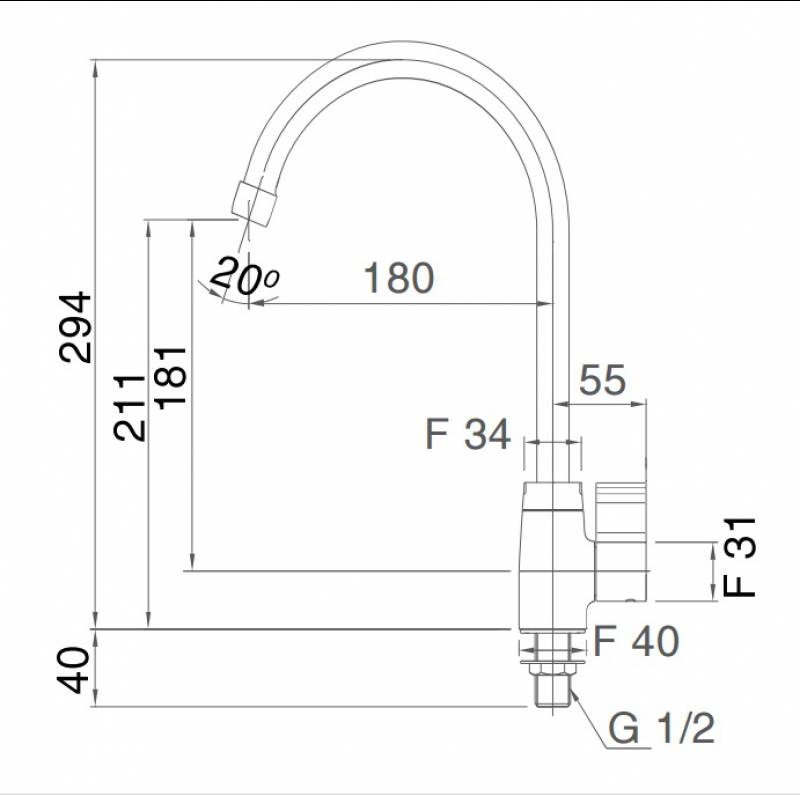 Bản vẽ kỹ thuật Vòi bếp INAX SFV-21