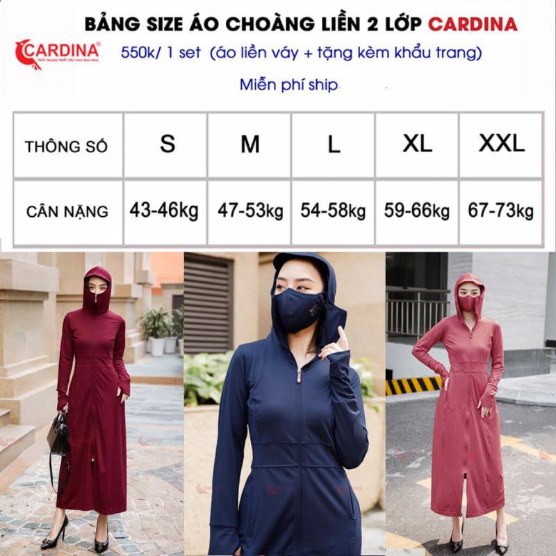 bảng size áo choàng chống nắng toàn thân