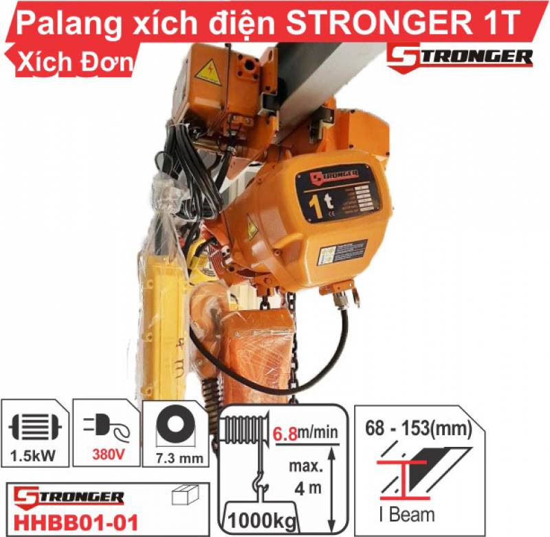 palang xích điện 1 tấn stronger dịch chuyển