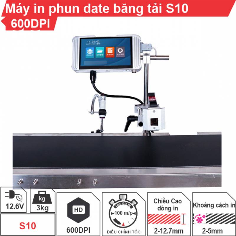 Máy in phun date, in mã code tự động S10