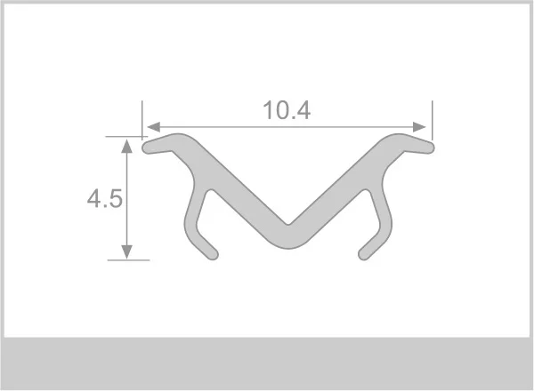 Thông số mặt cắt nẹp nhôm chữ M chân cong, trang trí chỉ âm HTM10C