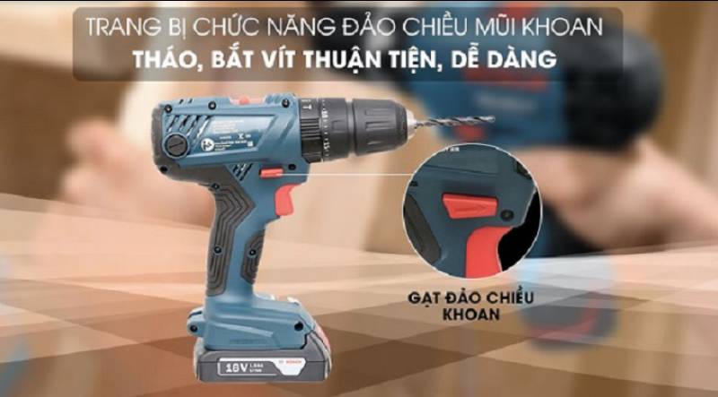 Nút gạt đảo chiều quay để khoan và bắt vít