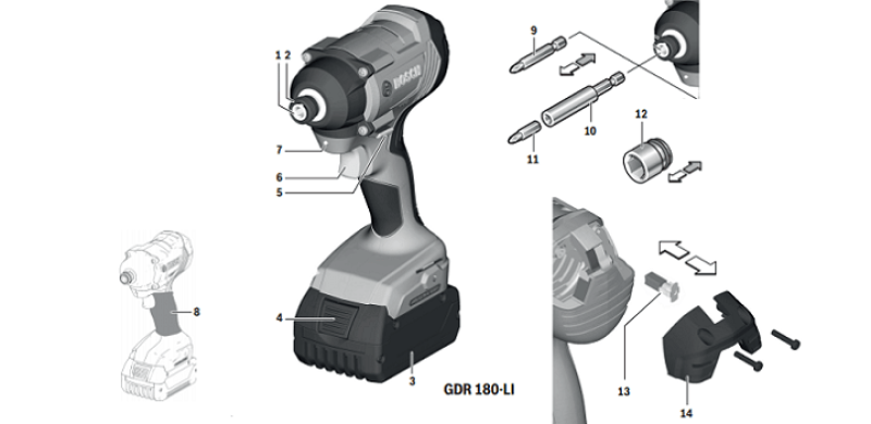 Cấu tạo máy khoan GDR 180 LI