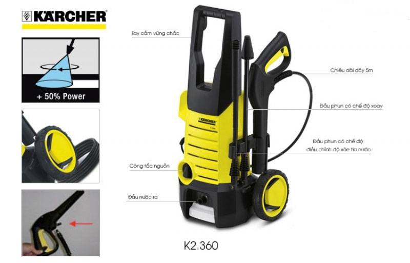 Karcher K2 360 thiết kế linh động, gọn nhẹ