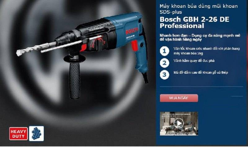 Ứng dụng của Bosch GBH 2-16 DE