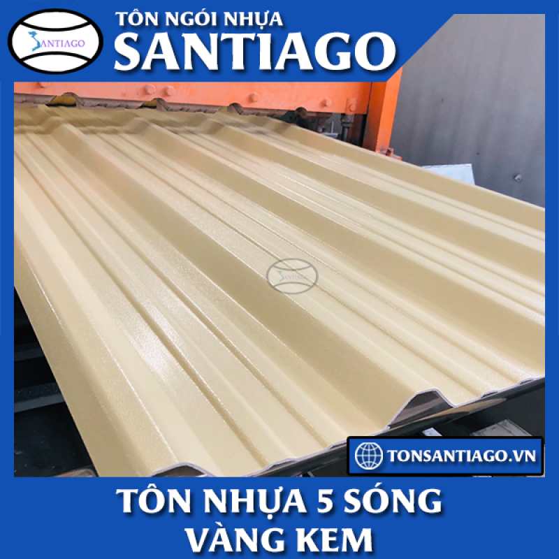 tôn nhựa pvc asa 5 sóng màu vàng