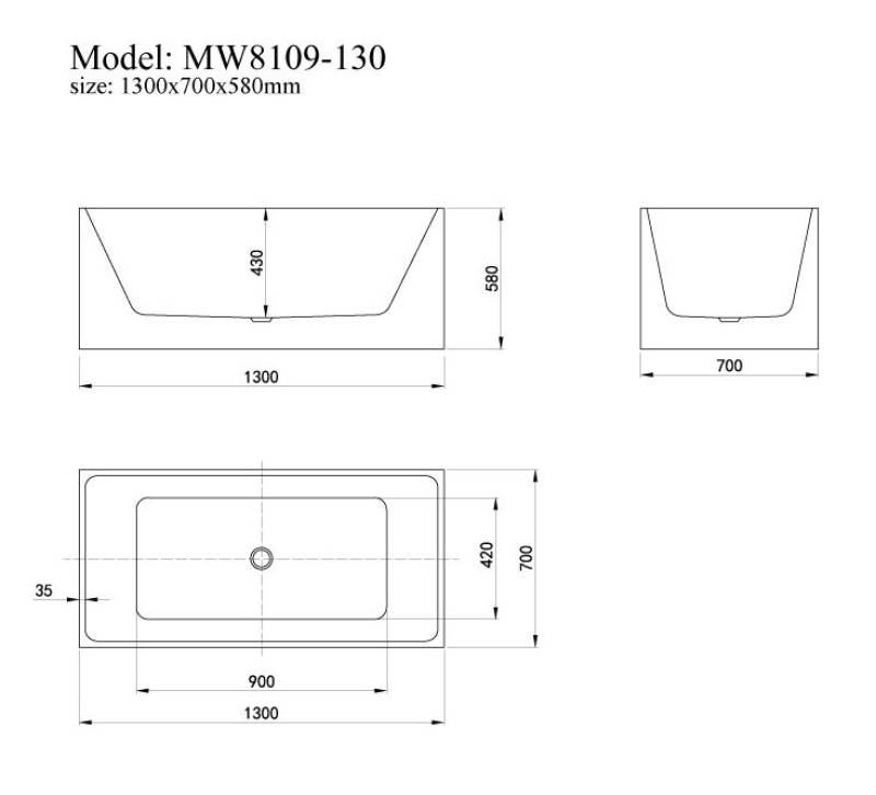 Bồn tắm đặt sàn 1.3m MOWOEN MW8109-130