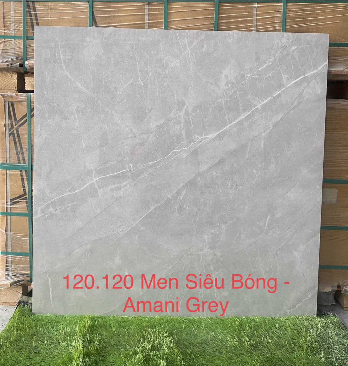 Gạch khổ lớn nhập khẩu Ấn Độ men siêu bóng 120*120cm Amani Grey