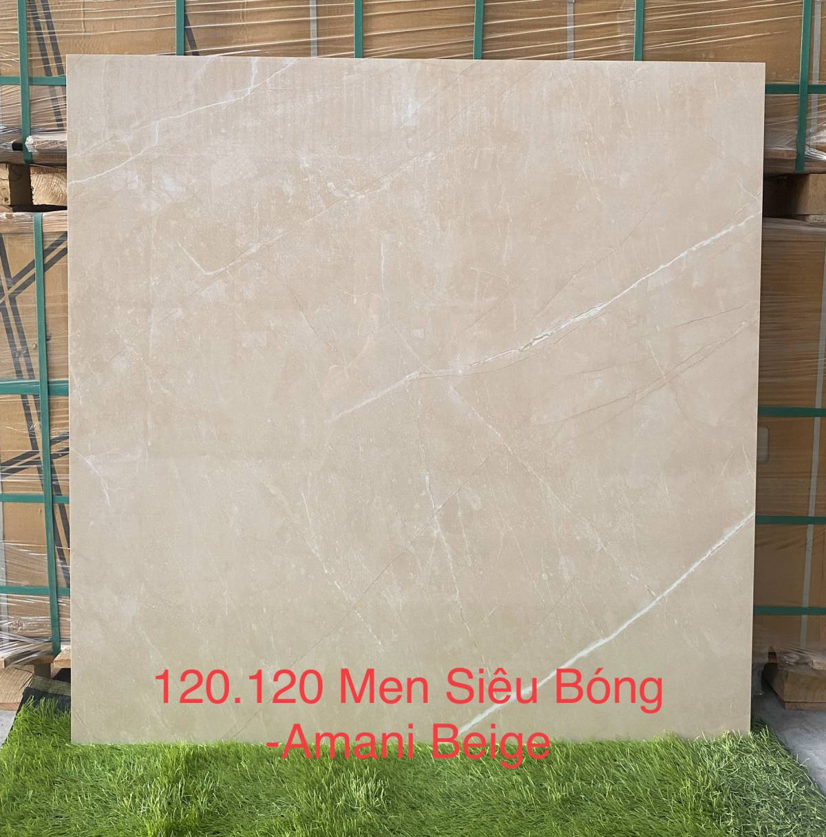 Gạch khổ lớn nhập khẩu Ấn Độ men siêu bóng 120*120cm Amani Beige