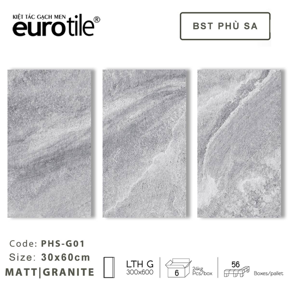 Gạch ốp lát Eurotile BST Phù Sa 300*600mm PHS-G01