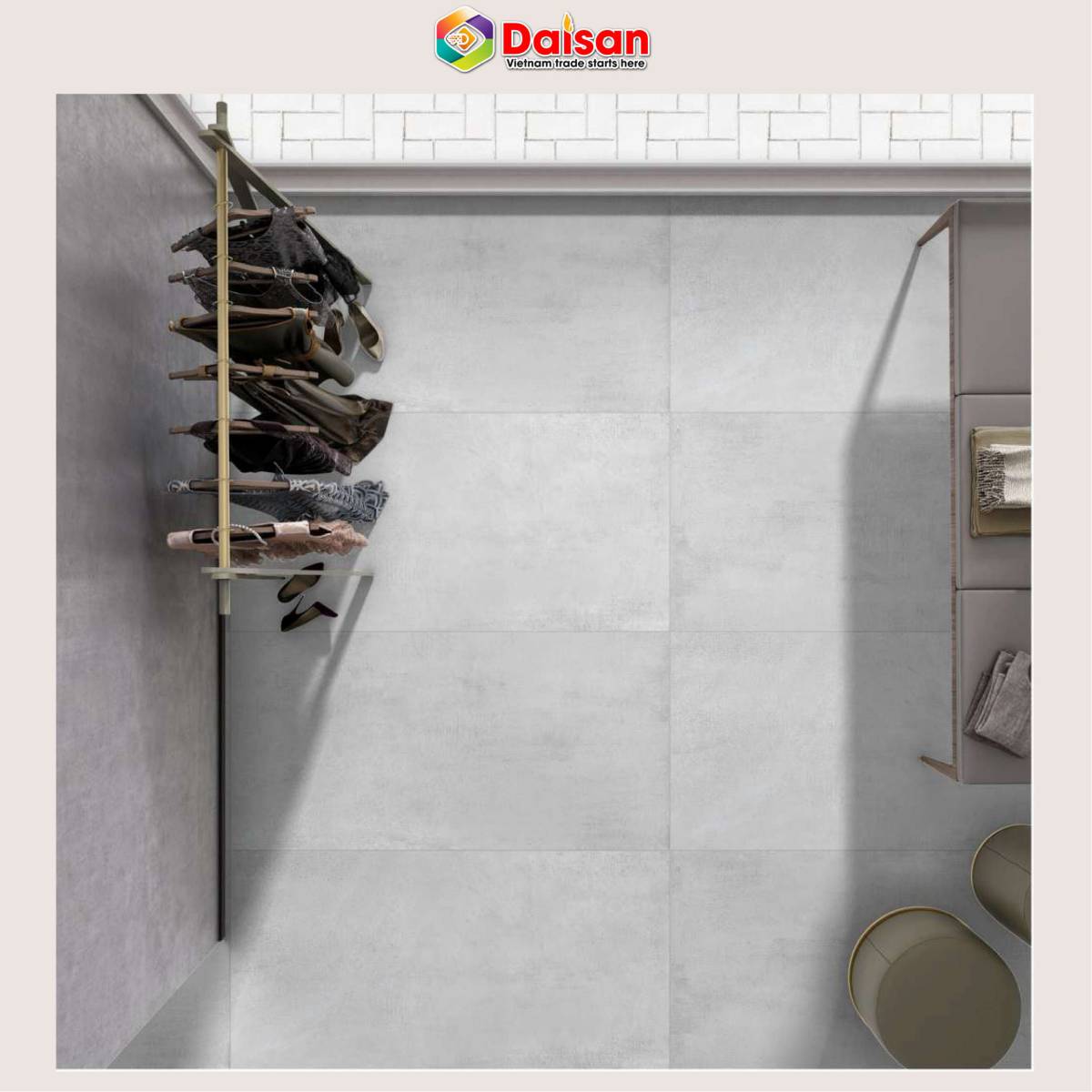 Gạch khổ lớn nhập khẩu Ấn Độ men matt 60*120 cm Concrete Bianco