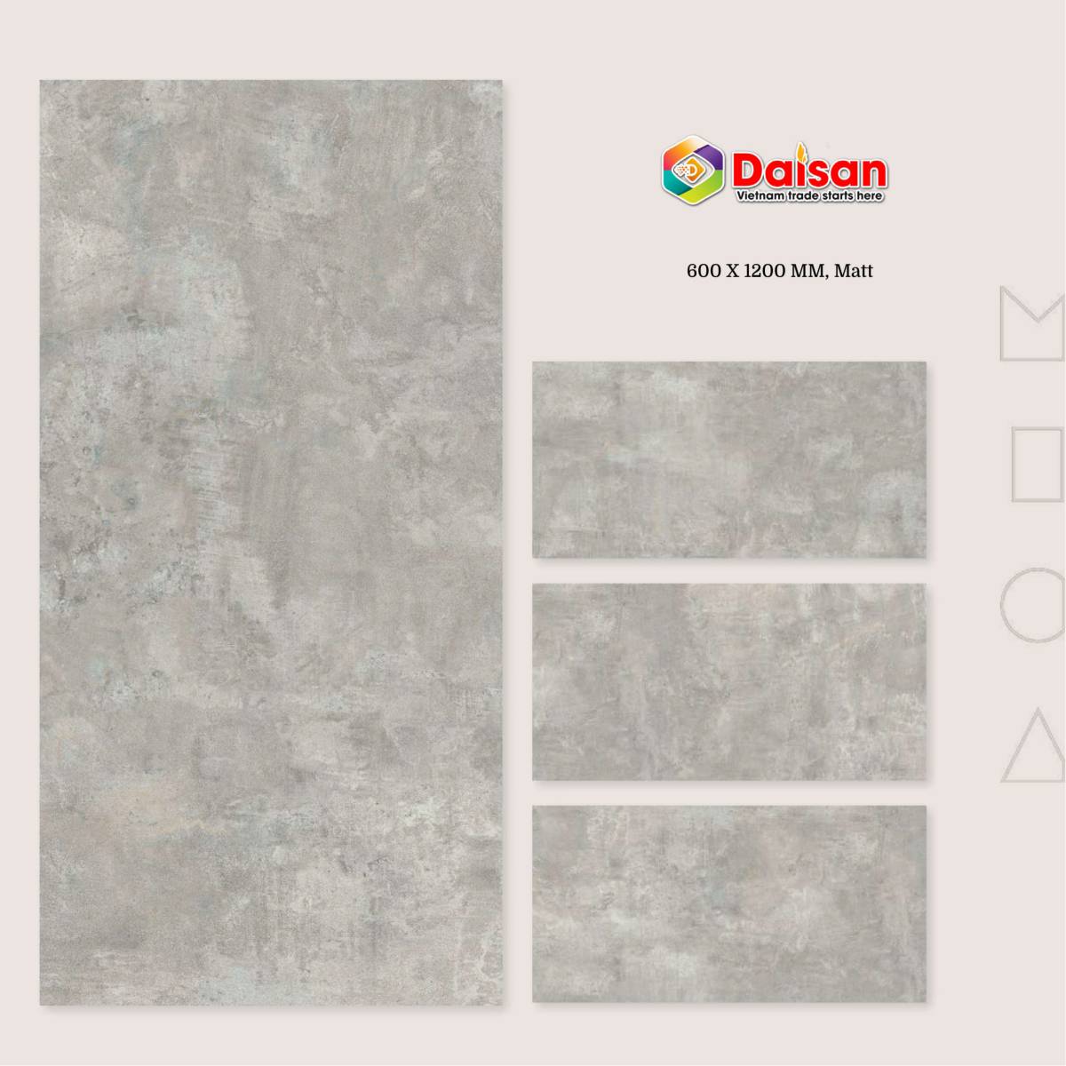 Gạch khổ lớn nhập khẩu Ấn Độ men matt 60*120 cm Stucco Grey