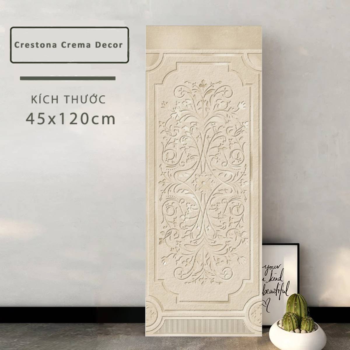 Đặc điểm của Gạch ốp tường Ấn Độ men Matt 450x1200mm Crestona Crema Decor