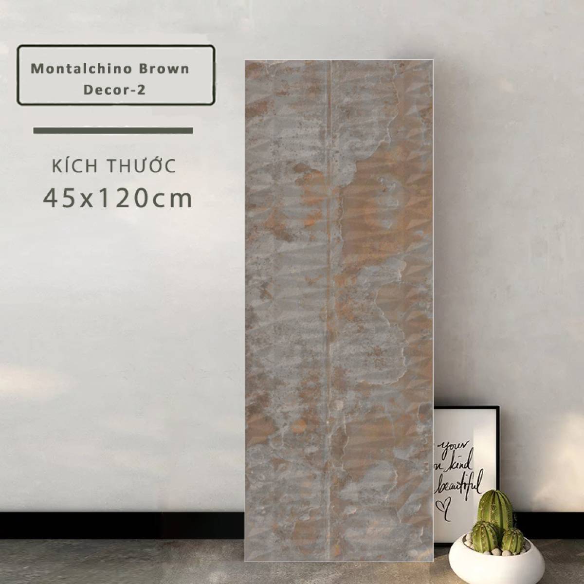 Đặc điểm của Gạch ốp tường Ấn Độ men Matt 450x1200mm Montalchino Brown Decor-2