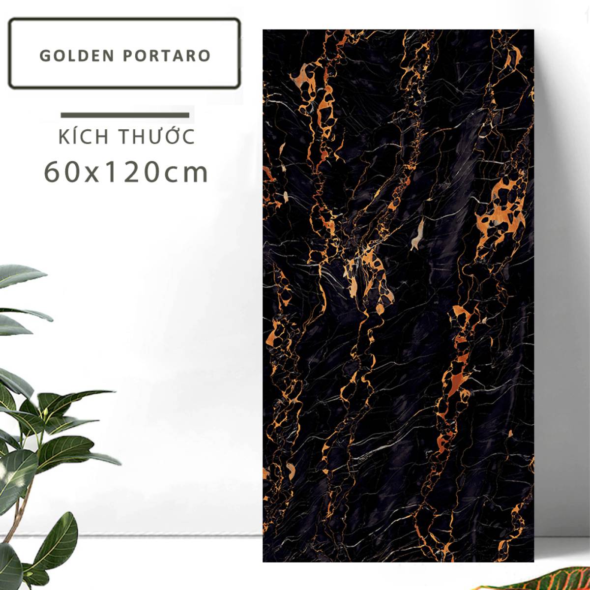 Đặc điểm của Gạch lát nền khổ lớn Ấn Độ men bóng cao 600x1200mm GOLDEN PORTARO 