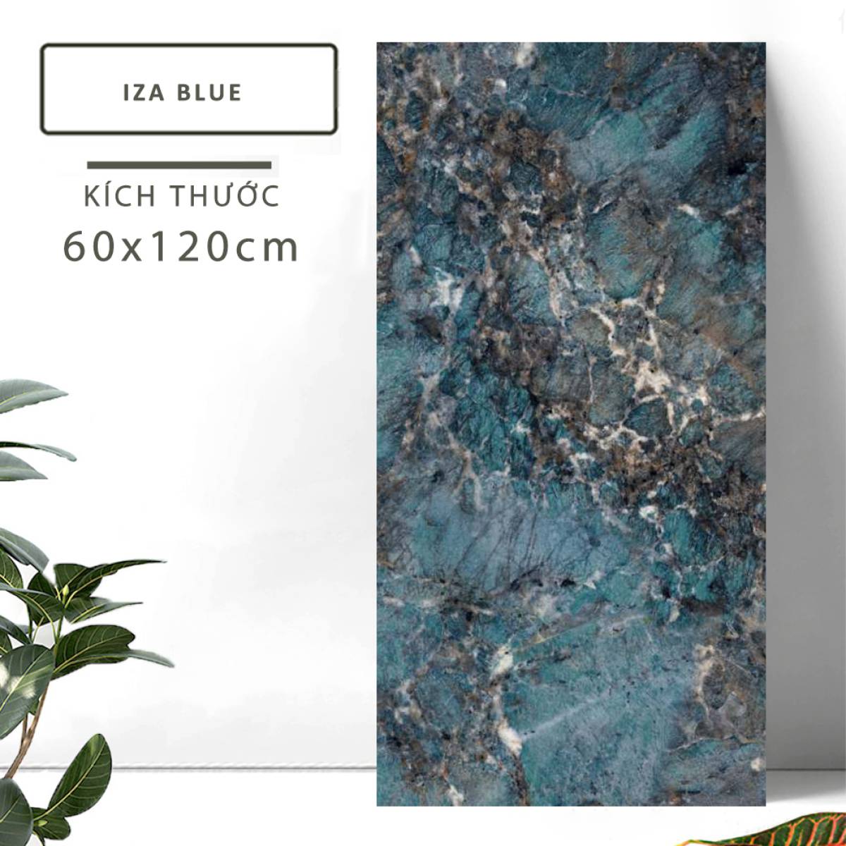 Đặc điểm của Gạch khổ lớn Ấn Độ men bóng 600x1200mm IZA BLUE