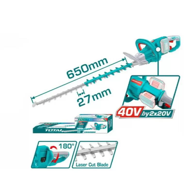 Máy cắt tỉa hàng rào dùng pin 2x20V Total THTLI40028 (Chưa Pin & Sạc) 