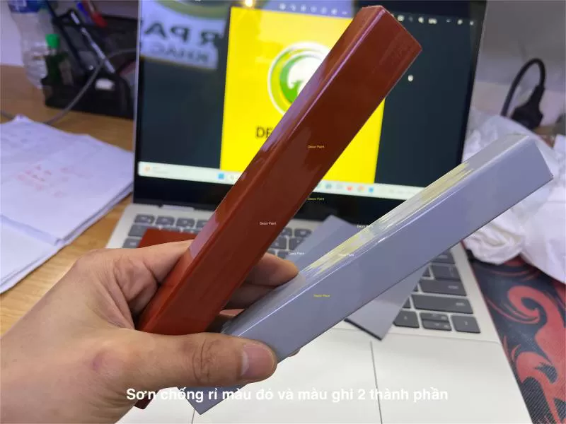 Sơn chống rỉ 2 thành phần màu đỏ oxit và màu ghi giàu kẽm