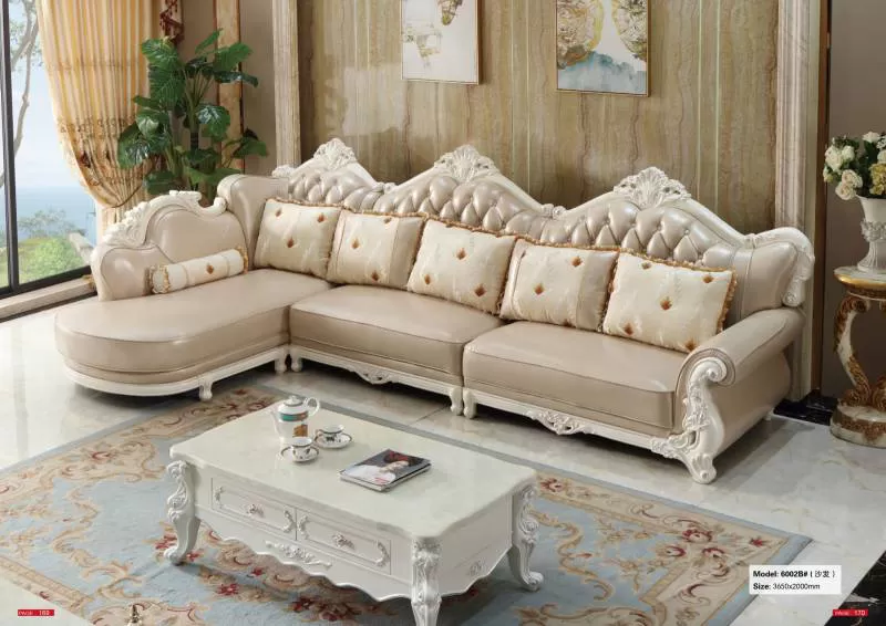 Sofa góc da Tân Cổ Điển Nhập Khẩu 6002B# dễ dàng chinh phục người nhìn