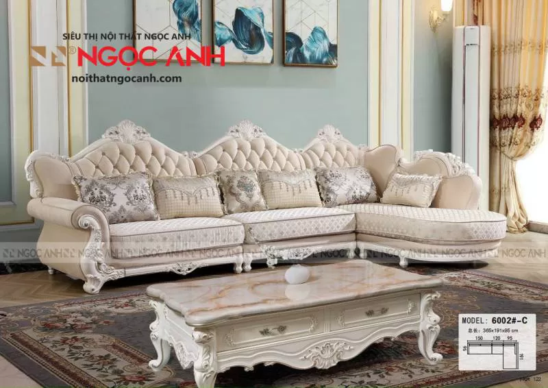 Sofa Tân Cổ Điển Nhập Khẩu 6002#-C khung gỗ Sồi tự nhiên cao cấp