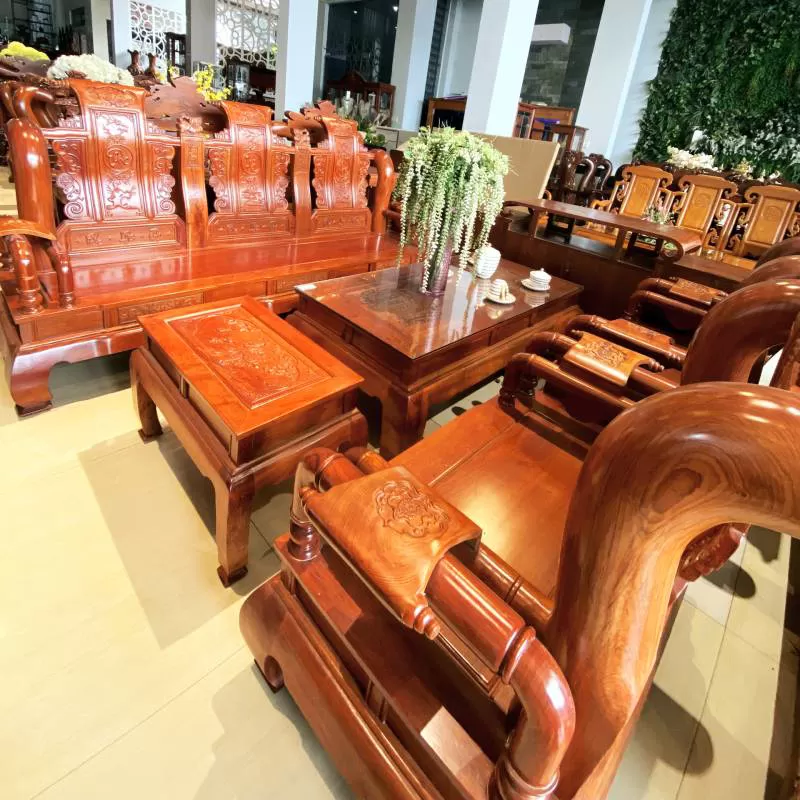 Bàn ghế gỗ Tần Thủy Hoàng - Tay cột 12, gỗ Cẩm Nam Phi