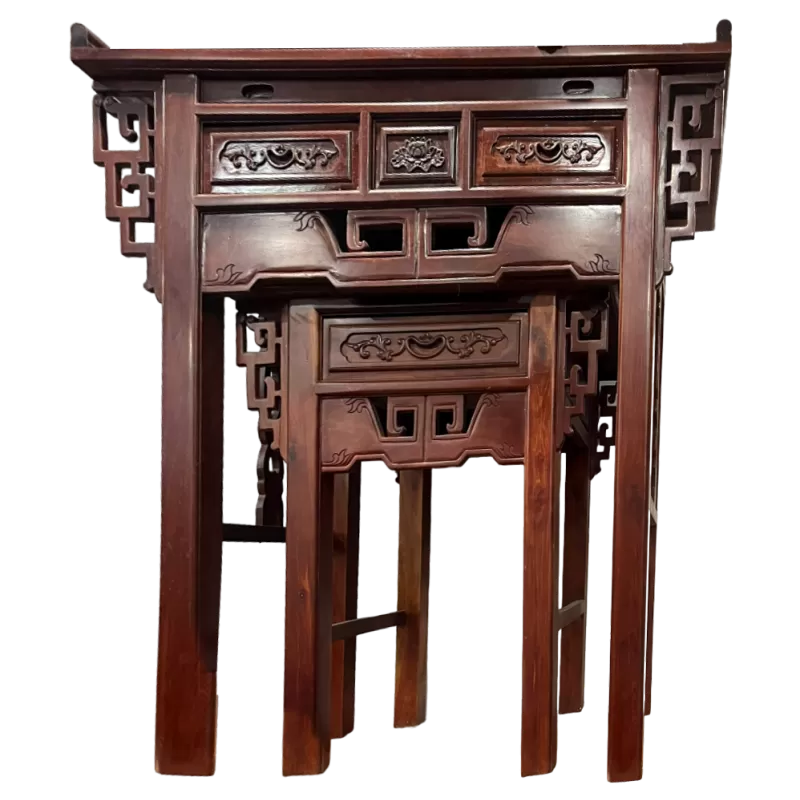 Bộ Bàn thờ Gia Tiên 1m27, Gỗ Căm Xe nét đẹp văn hóa, tâm linh tín ngưỡng được xem trọng trong mỗi gia đình người Việt