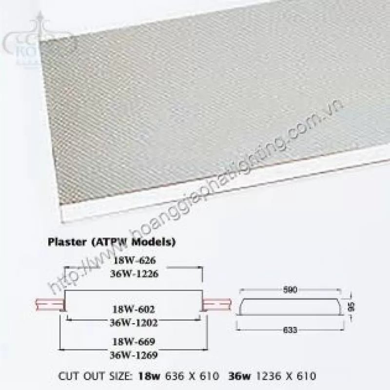 Máng đèn huỳnh quang âm trần 3 bóng Davis ATPW318H