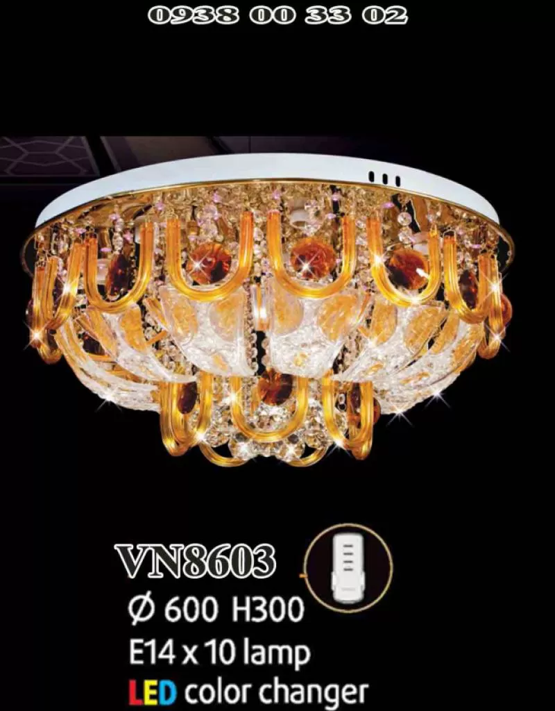 Đèn mâm áp trần pha lê VN8603