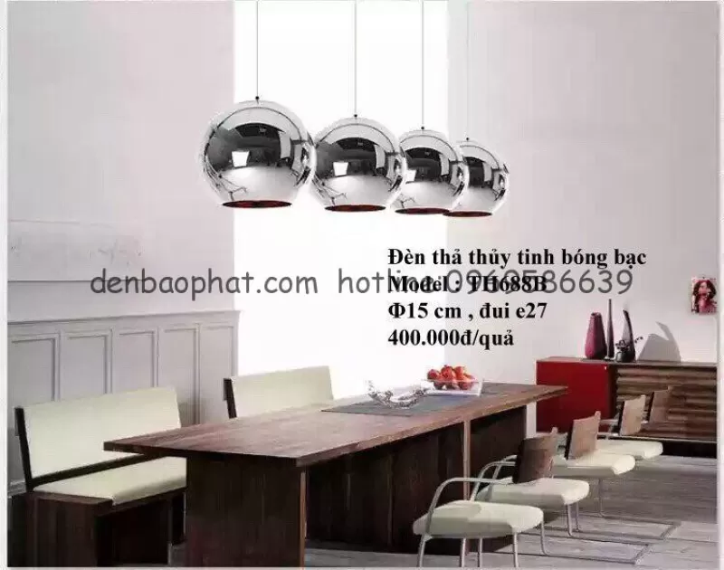 Đèn thả thủy tinh bóng bạc TH 688 B
