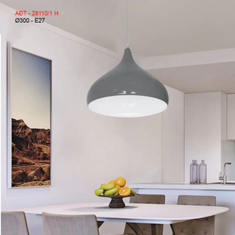 Đèn thả bàn ăn hình giọt nước màu xám AĐT - 28110/ 1 H