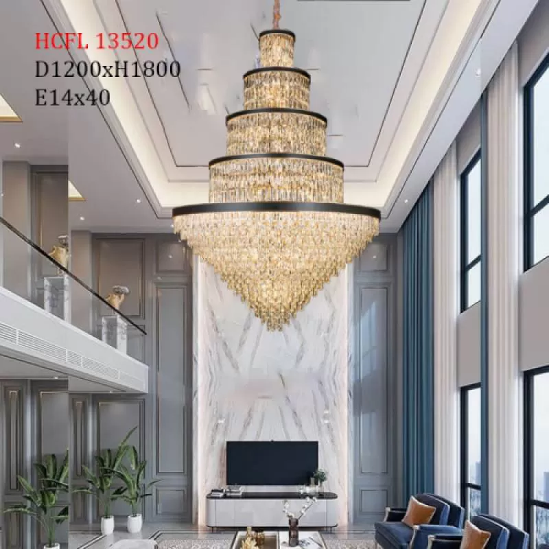 Đèn thả thông tầng pha lê cao cấp HCFL 13520