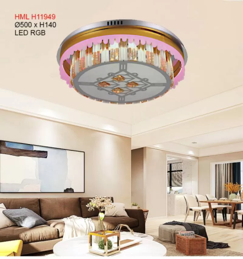 Đèn ốp trần pha lê tròn cao cấp HML H11949