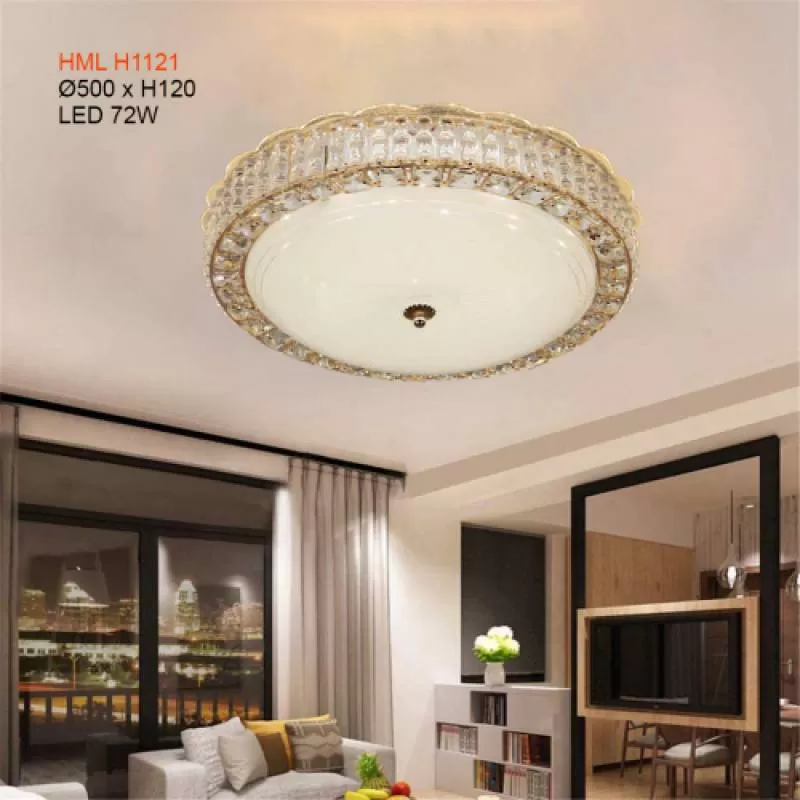 Đèn ốp trần pha lê tròn cao cấp HML H1121
