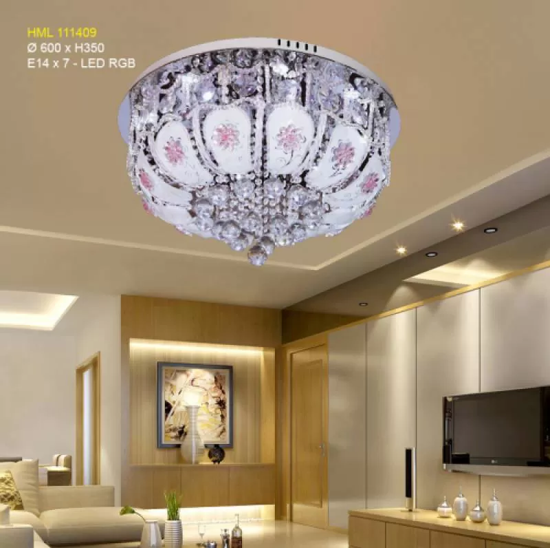 Đèn ốp trần pha lê tròn cao cấp HML 111409 