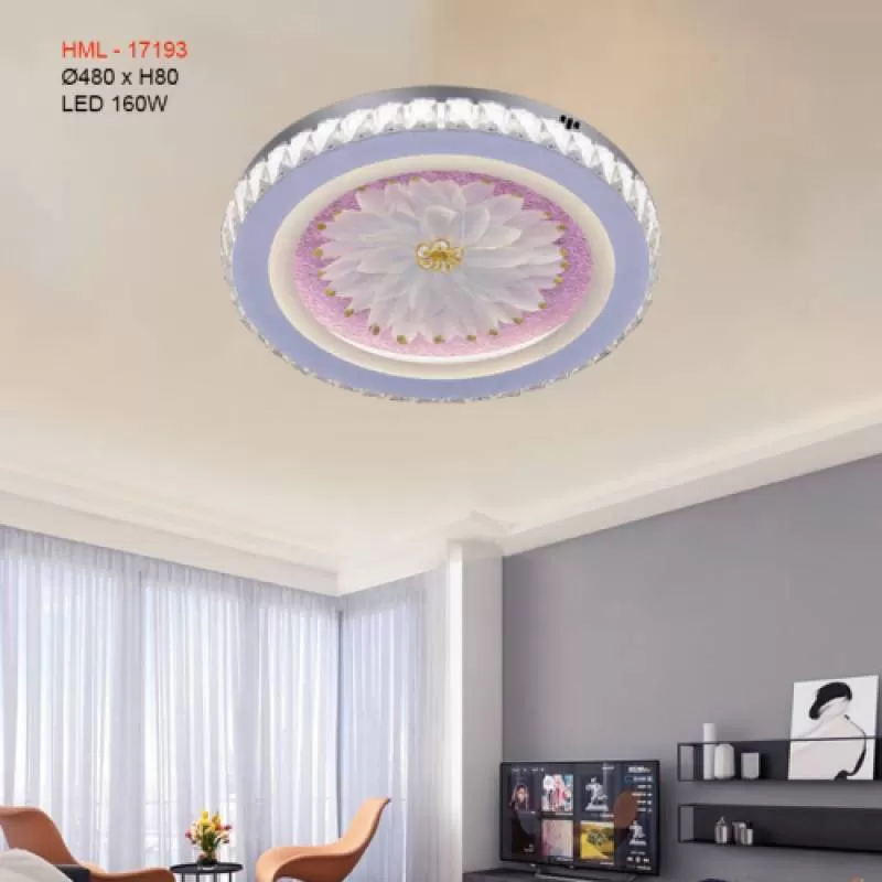 Đèn ốp trần pha lê tròn cao cấp HML - 17193