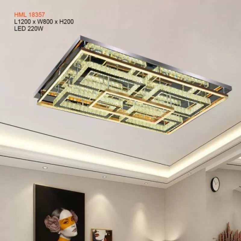 Đèn ốp trần pha lê chữ nhật HML 18357
