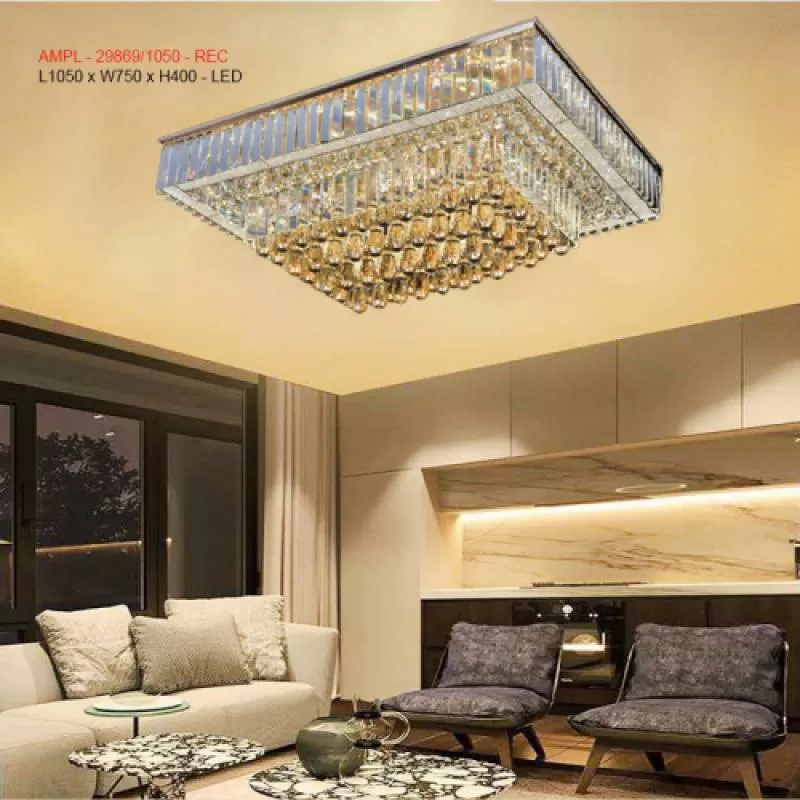 Đèn ốp trần pha lê chữ nhật AMPL - 29869/ 1050 - REC