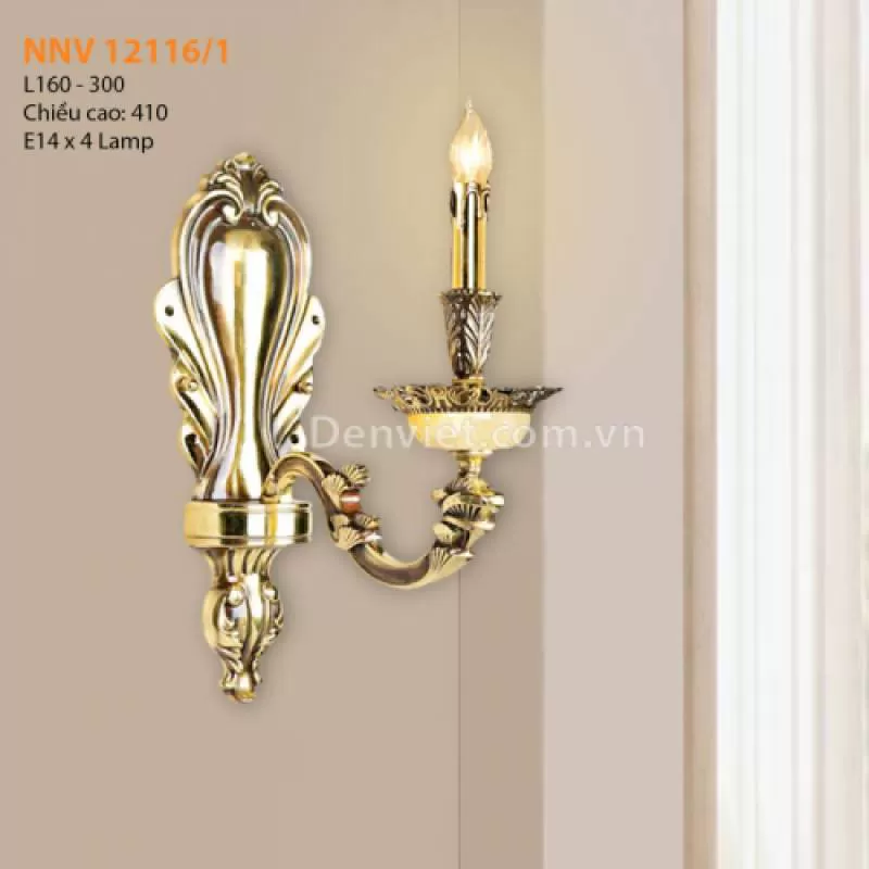 Đèn tường nến đồng nguyên chất NNV 12116/1