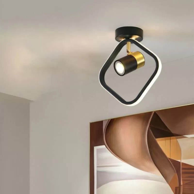 Đèn ốp trần hình thoi chiếu tranh màu đen WHL - 1270