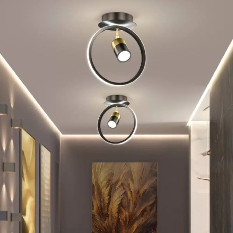 Đèn ốp trần vòng tròn chiếu tranh màu đen WHL - 1271