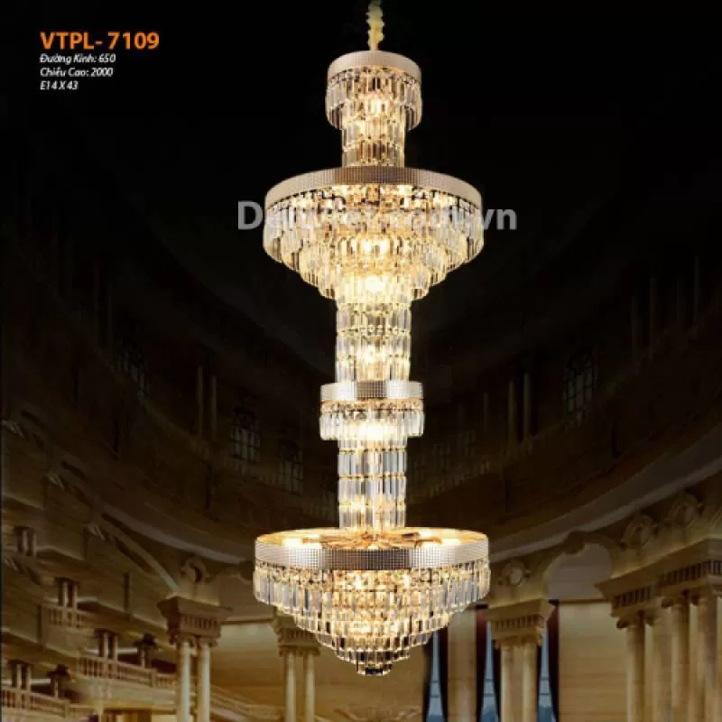 Đèn Chùm Pha Lê Thả Thông Tầng Cao Cấp