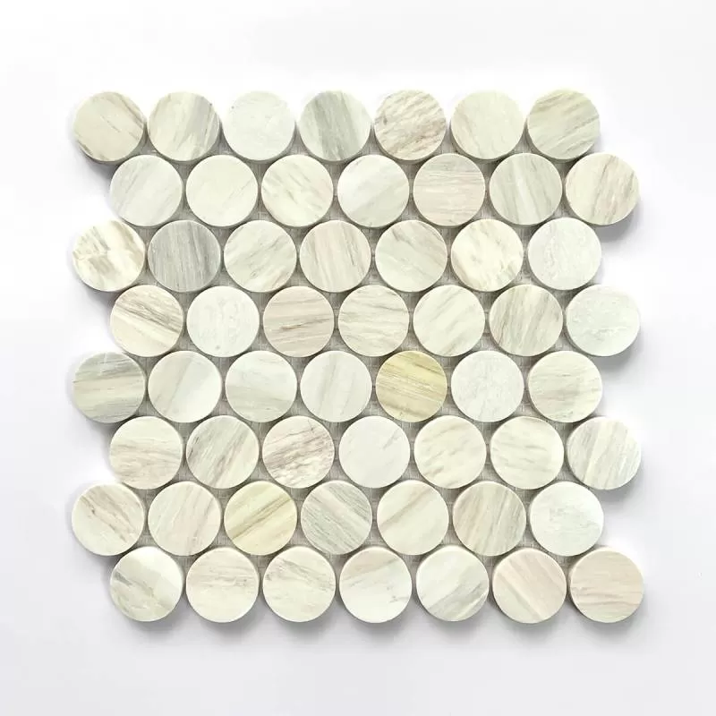 Penny round wooden beige random bóng