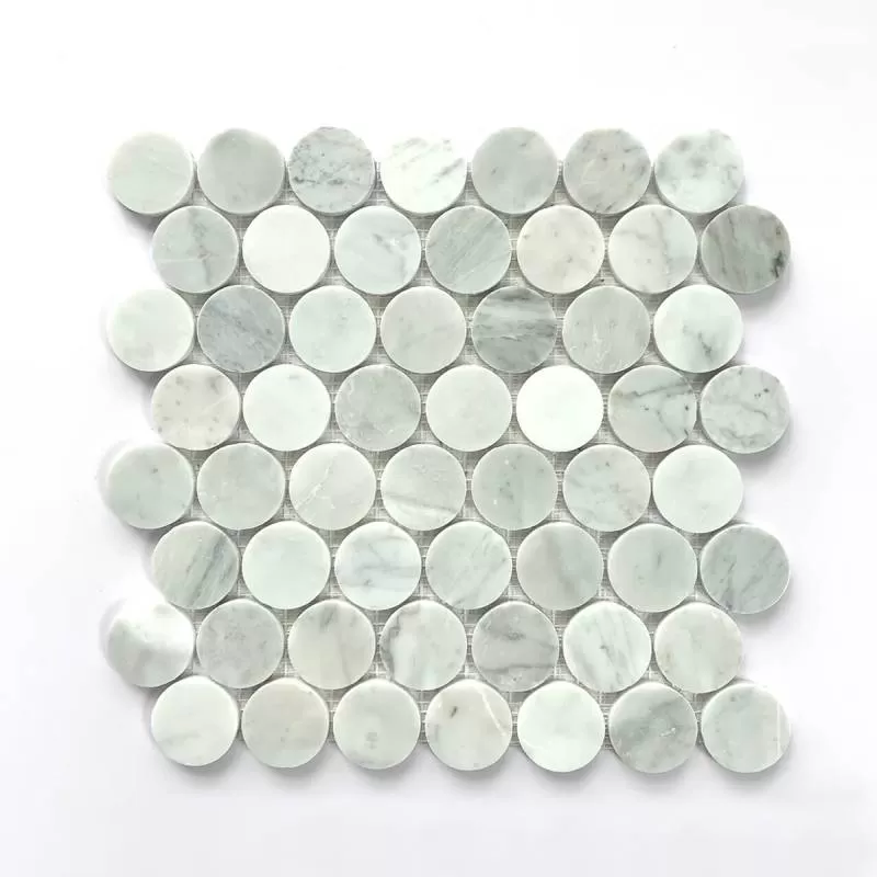 Penny round wooden white bóng